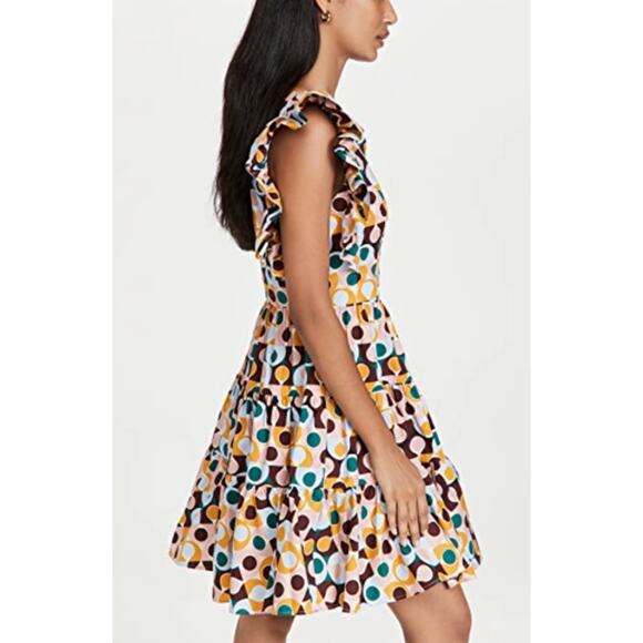 LA DOUBLE J Honeybun Cotton Poplin Mini Ruffle Flare Resort Dress Gumball Print - Picture 4 of 16